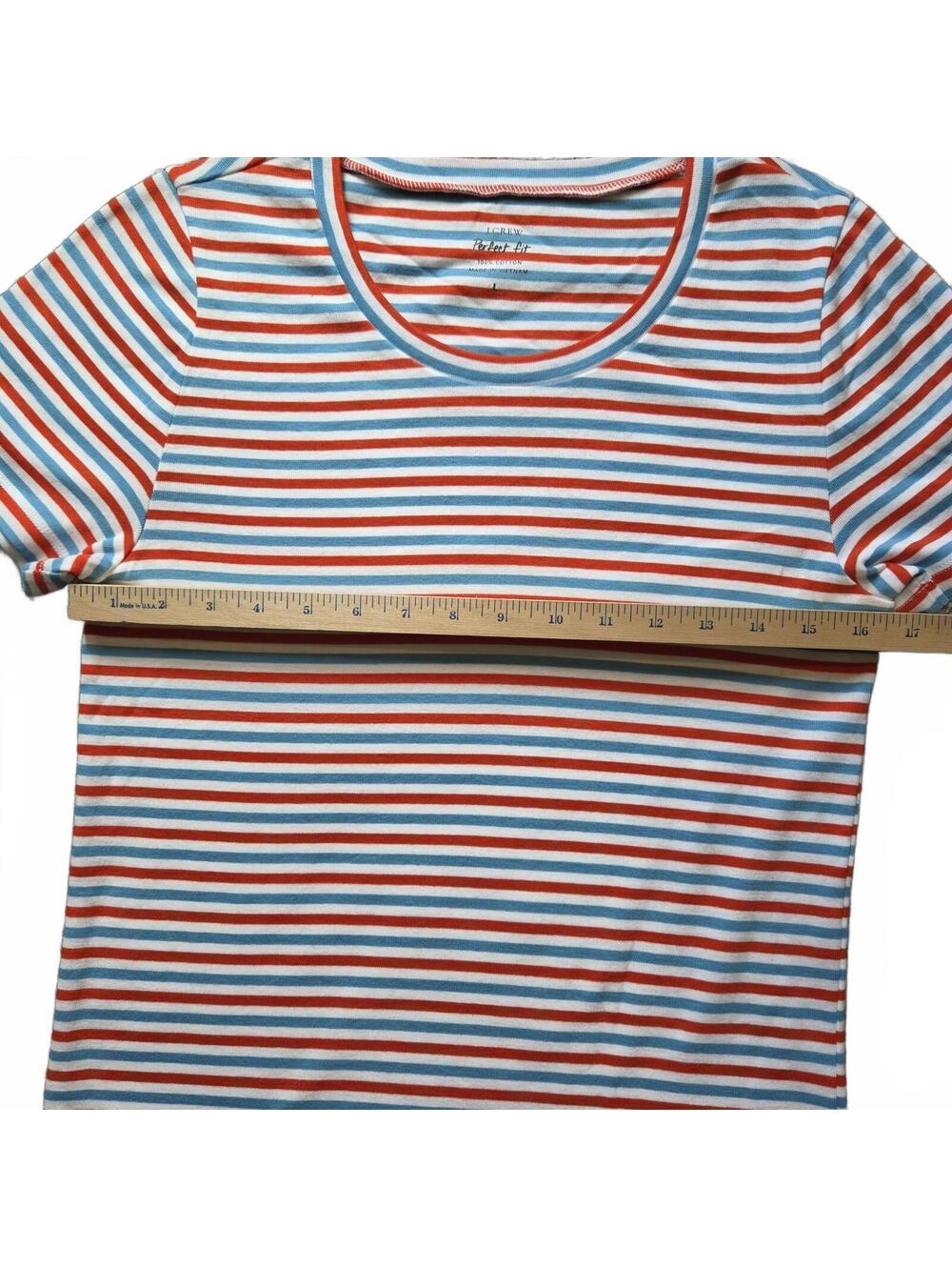 J.Crew Perfect Fit Striped Cotton T-Shirt Large - Picture 6 of 7